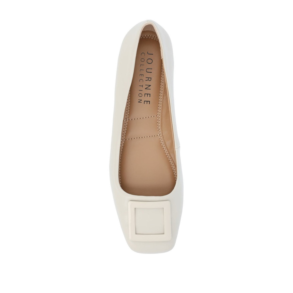 Journee Collection Ivory Square Buckle Ballet Flats - Picture 5 of 8